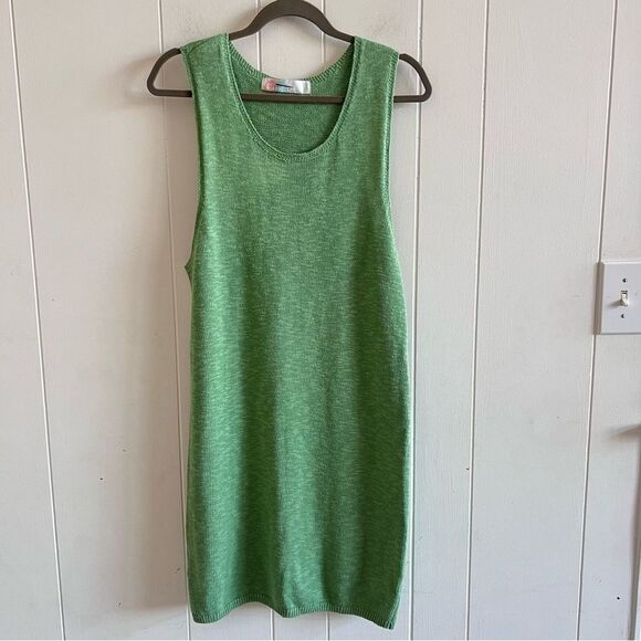 Free People Beach Sleeveless Green Linen Blend Mini Sweater Dress - Picture 2 of 10